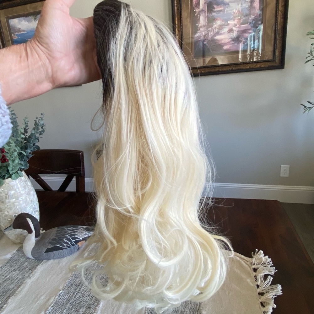 NEW! Blonde Ombre Wig with Wig Cap Long Soft Curly Synthetic Heat-Resistant